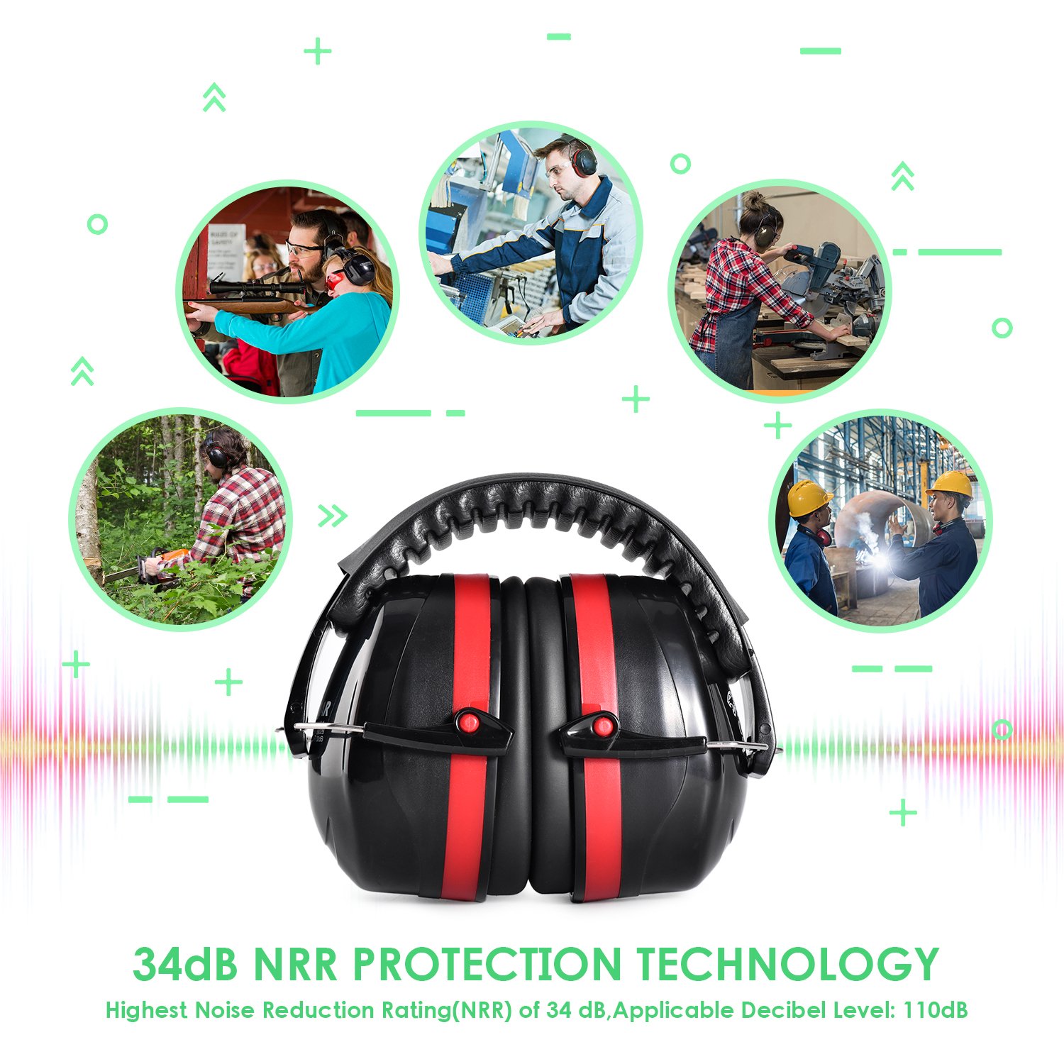 Safeyear Ear Protection Ear Muffs Defenders, Hearing Protection Noise cancelling Safety Earmuff for Sleep, Shooting, Industrial