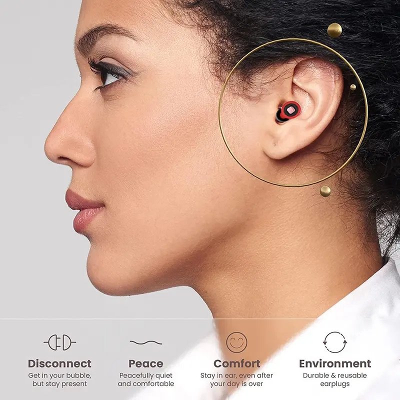 High quality Reusable Hearing Protection Ear Plug Sound insulation Elastic silicone earplugs For Sleeping