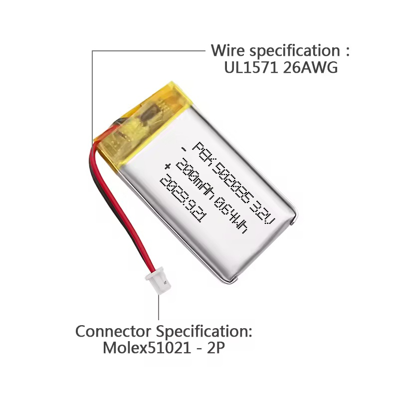 PEEIK 502035 200mAh 3.2V Hearing Aid Safety Protection Long Battery Life Battery Discounts Battery Technical Support