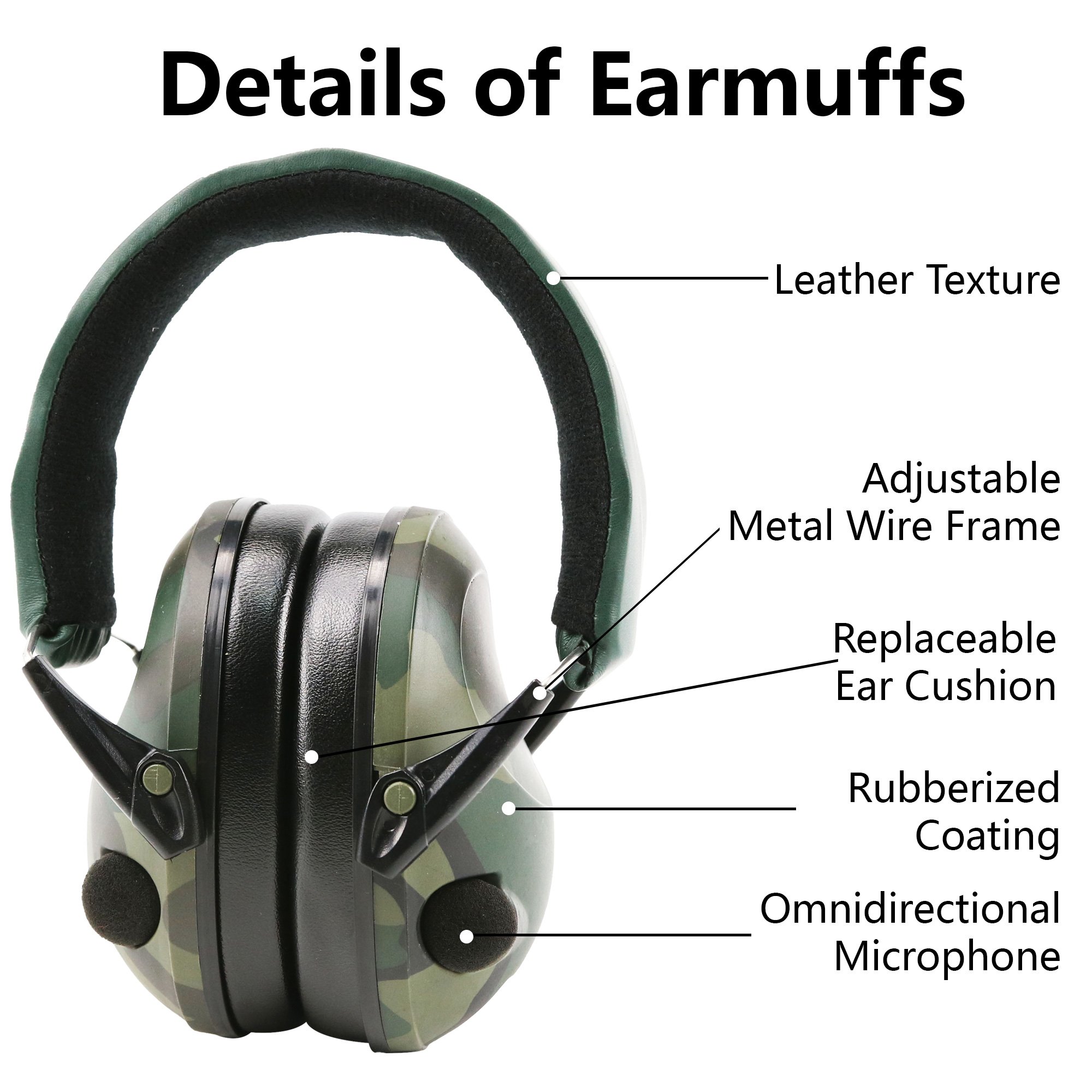 GS112P2CA-H Electronic Earmuff Tactical Ear Protection Tactical Headphone Shooting Earmuff Shooting Hearing Protection Earmuffs