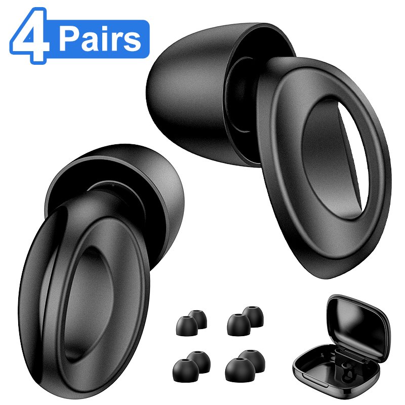 Custom Replacement Ear Tips 24dB Soundproof Earplugs with Filter Mesh Reusable Silicone Noise Reduction Ear Plugs