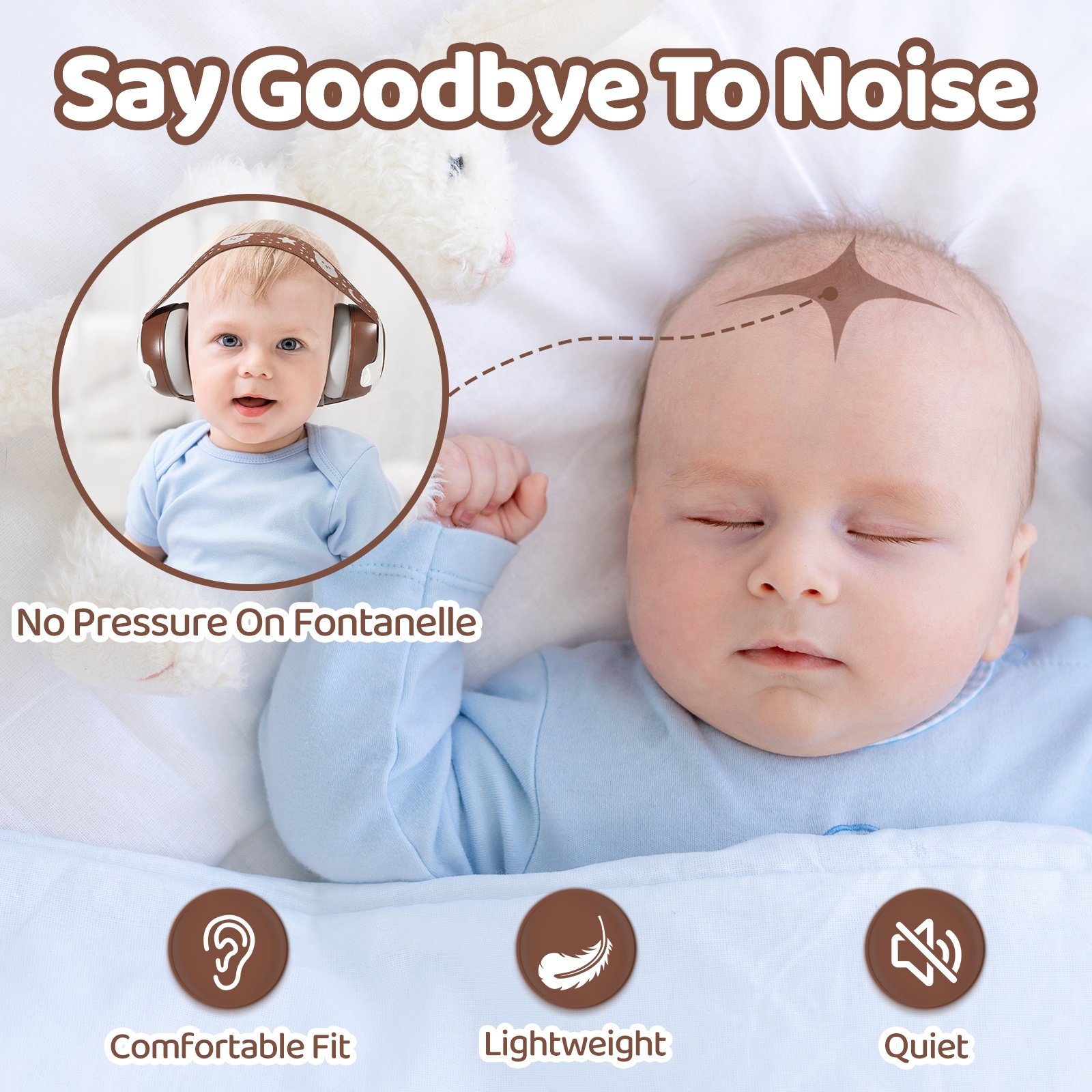 New design cute baby earmuff headband hearing protection baby ear muffs baby ear protection noise cancelling for sleeping