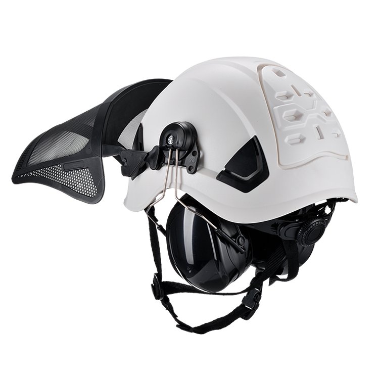 EN397 Certified Outdoor ABS hard hat Working Climbing Rescue Safety Helmet with Ear Muffs Protective Face Shield