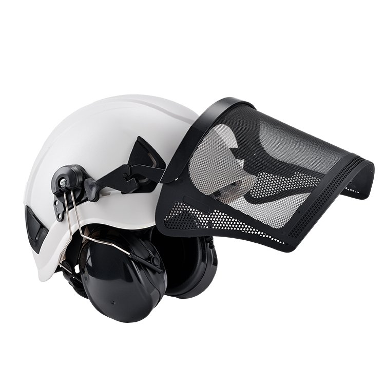 EN397 Certified Outdoor ABS hard hat Working Climbing Rescue Safety Helmet with Ear Muffs Protective Face Shield