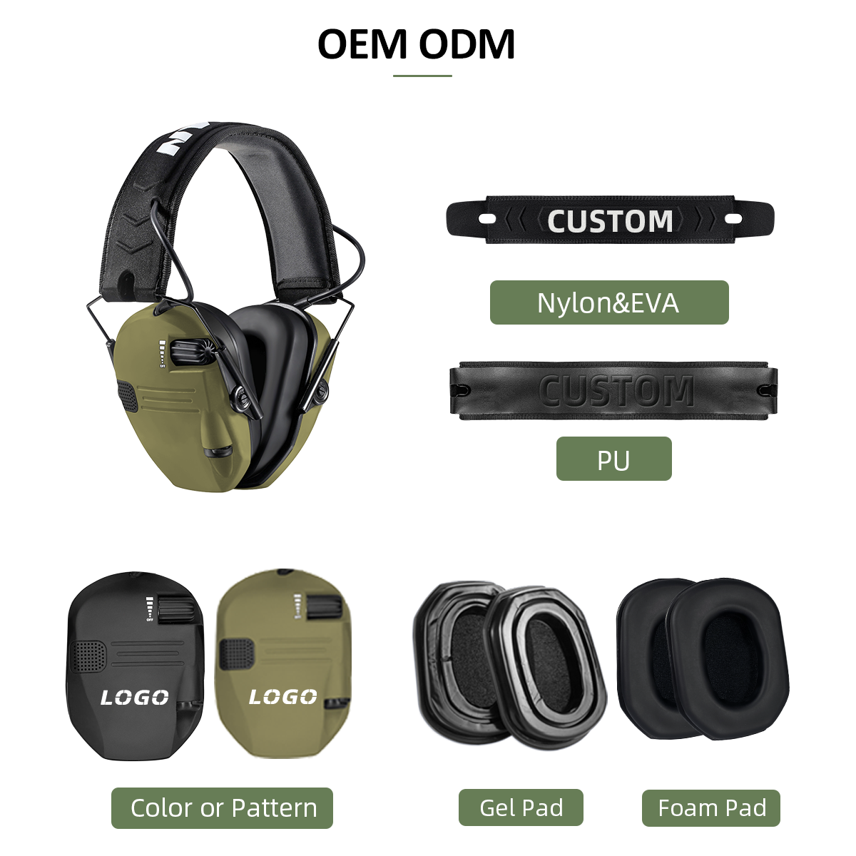 ZH Ear Muffs Custom Logo Electronic Ear Defender Ear Protection Wireless Earmuff Headphones