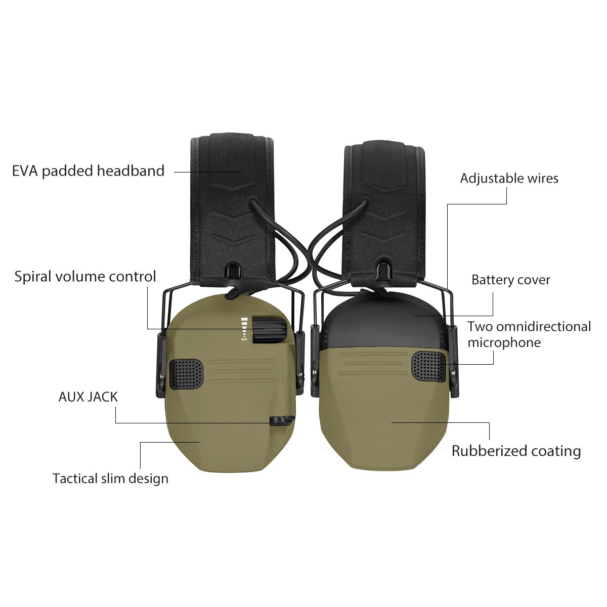 ZH Ear Muffs Custom Logo Electronic Ear Defender Ear Protection Wireless Earmuff Headphones