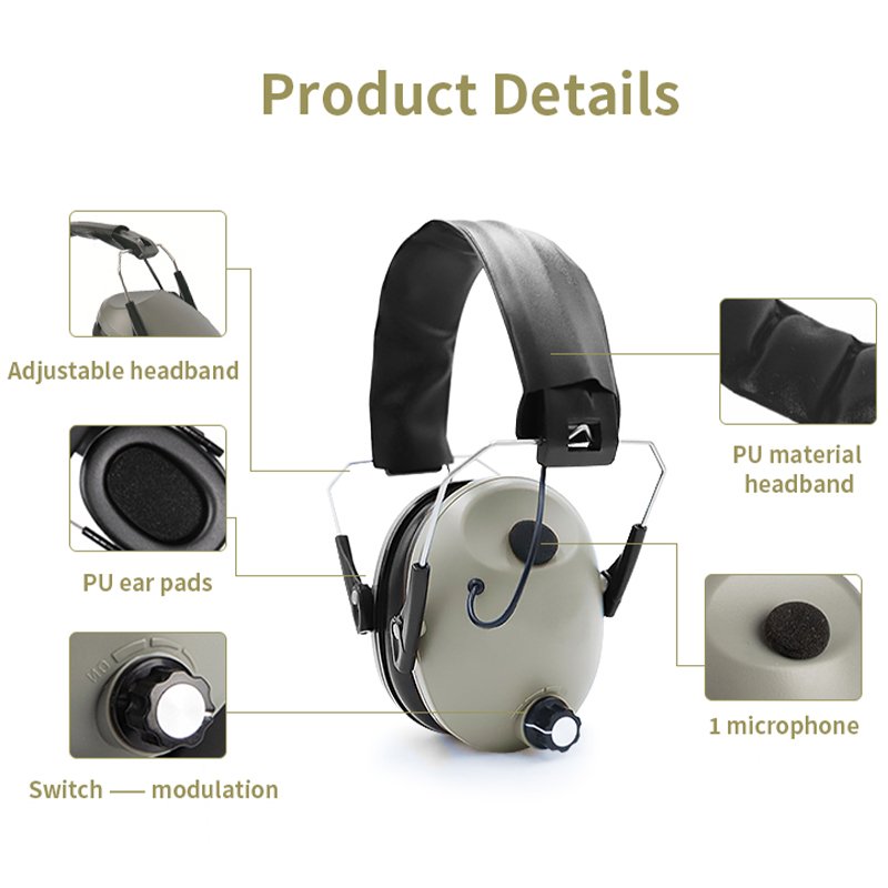 Electronic Ear Defender Protector Noise Cancelling Shooting Hearing Protection Device Safety Ear Muffs Accessory