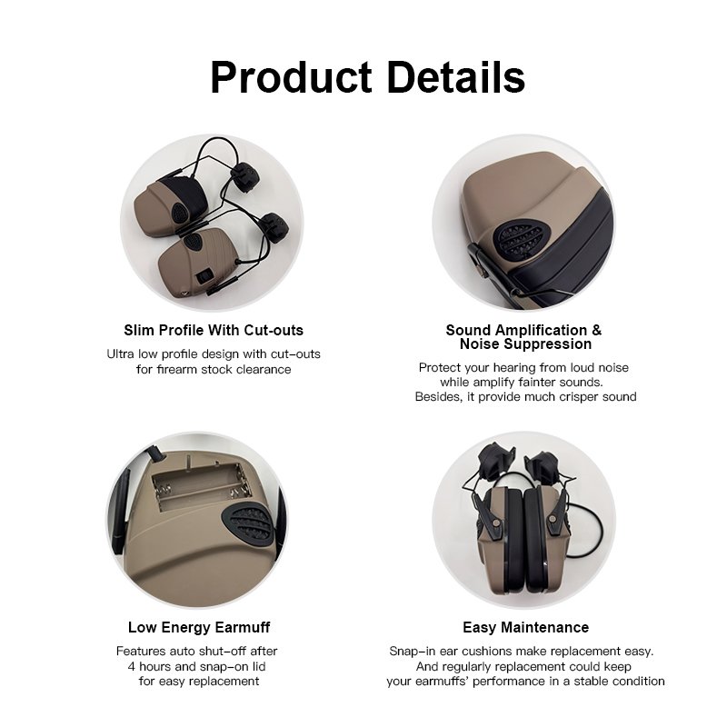 GS552P6CA-M2 Wireless Tactical Ear Hearing Protection Shooting Hunting Electronic Earmuff With bluetooth