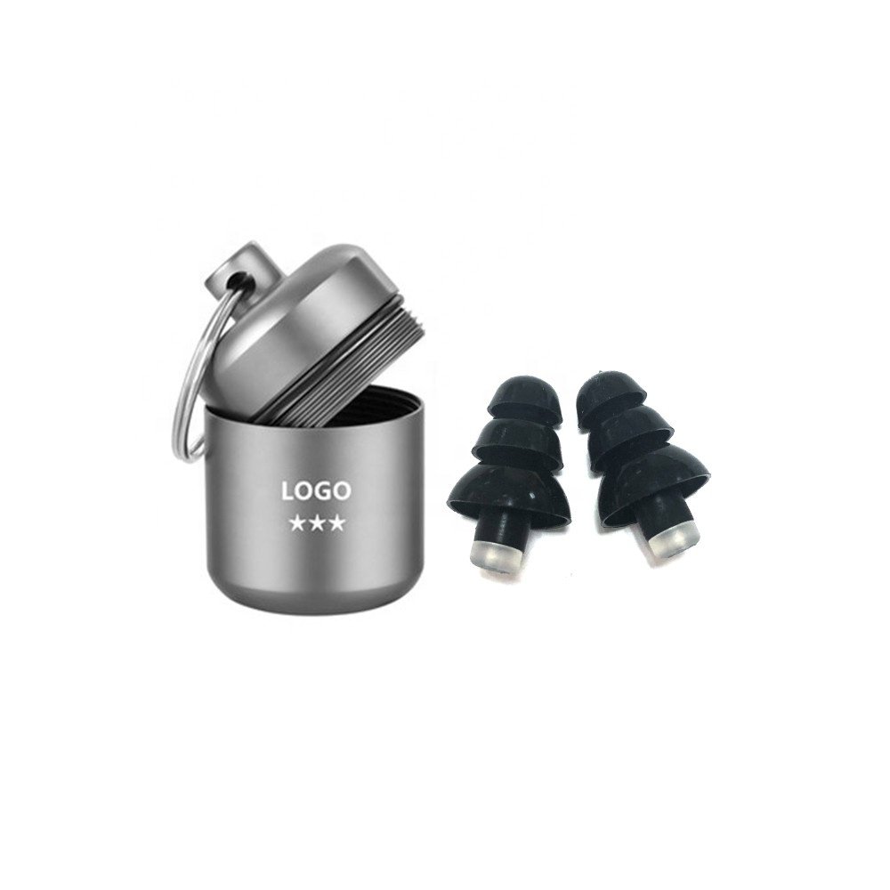 Custom logo festival ear plugs silicone music earplugs for musicians with aluminum case and regular paper box hearing protection