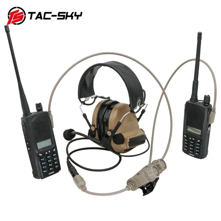 TS TAC-SKY PTT Adapter Dual Pass Version RAC ptt Tactical Airsoft Hunting Shooting Ear muffs for Hearing Protection