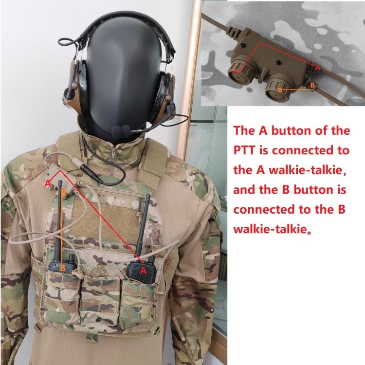 TS TAC-SKY PTT Adapter Dual Pass Version RAC ptt Tactical Airsoft Hunting Shooting Ear muffs for Hearing Protection