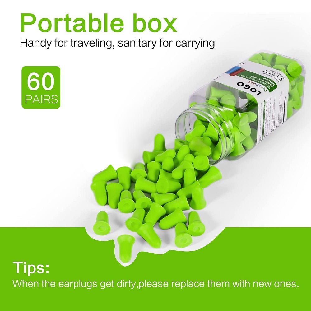 60 pairs of PU earplugs for sleep and industrial noise reduction