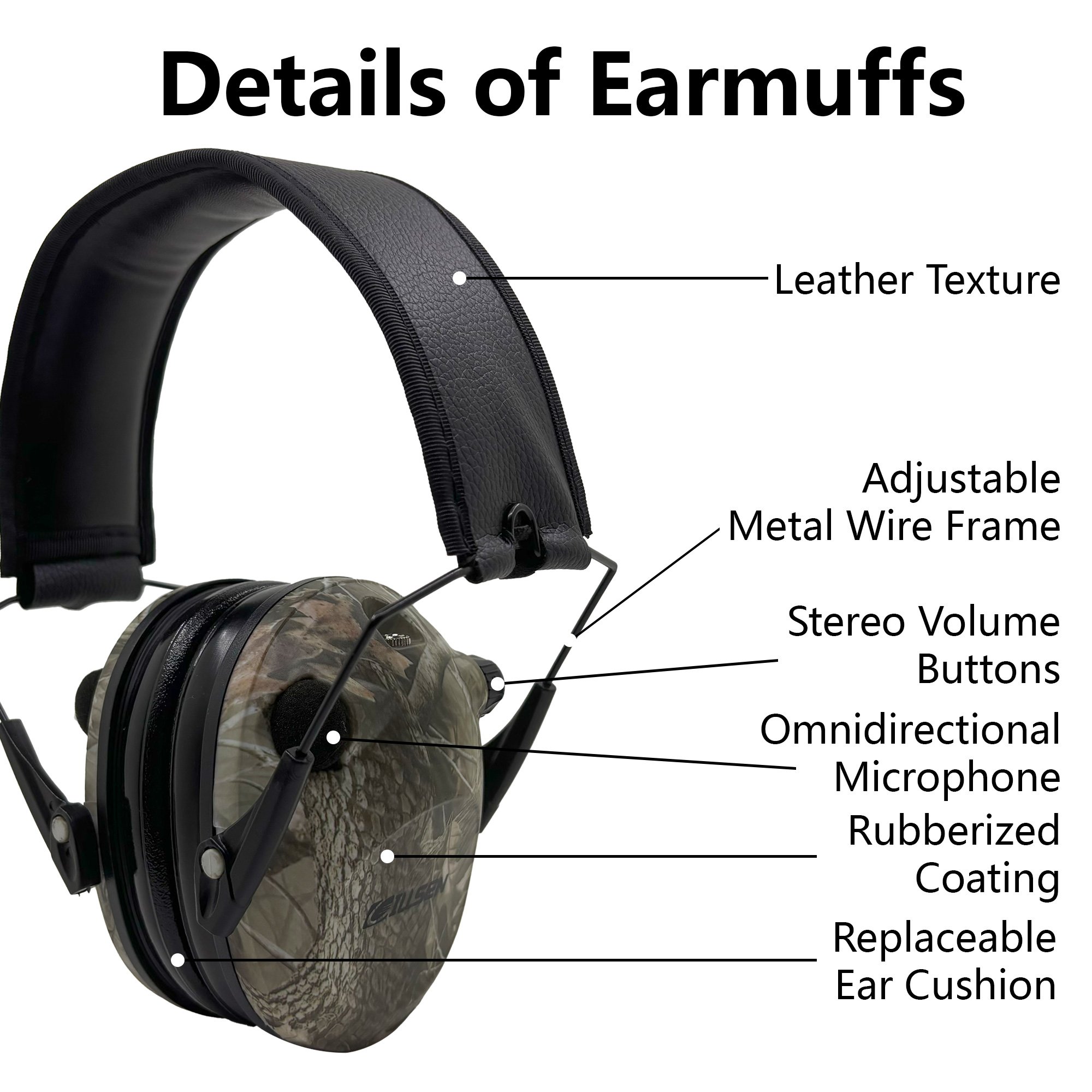OEM GS112P2CA-D ABS Electronic Shooting Earmuff Hearing Protection Noise Auto Compress and Reduction Adjustable Earmuffs