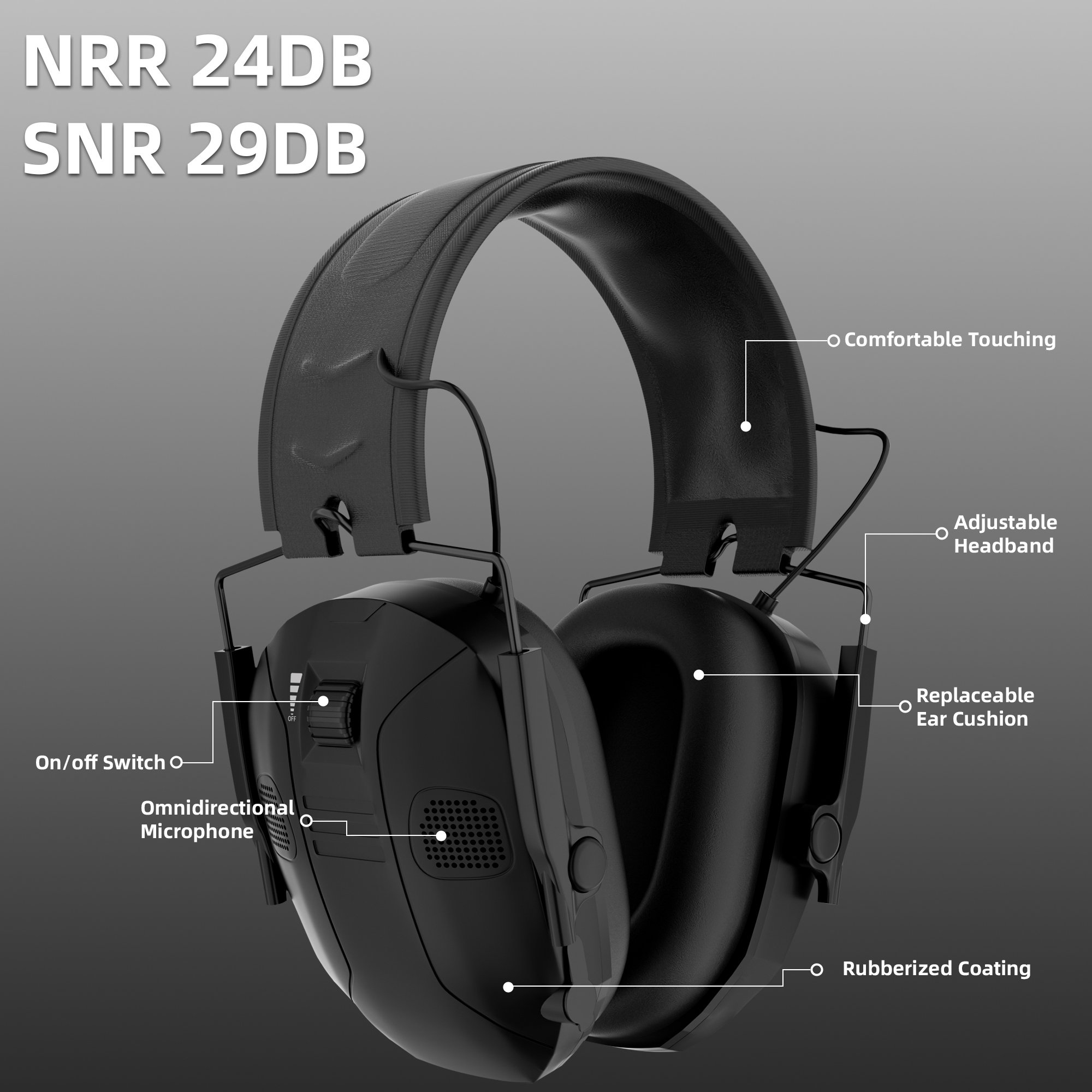 OEM GS454P7AA Headband Foldable Noise Reduction Cancelling Hearing Protection Safety Electronic Earmuffs Ear Muffs Defender