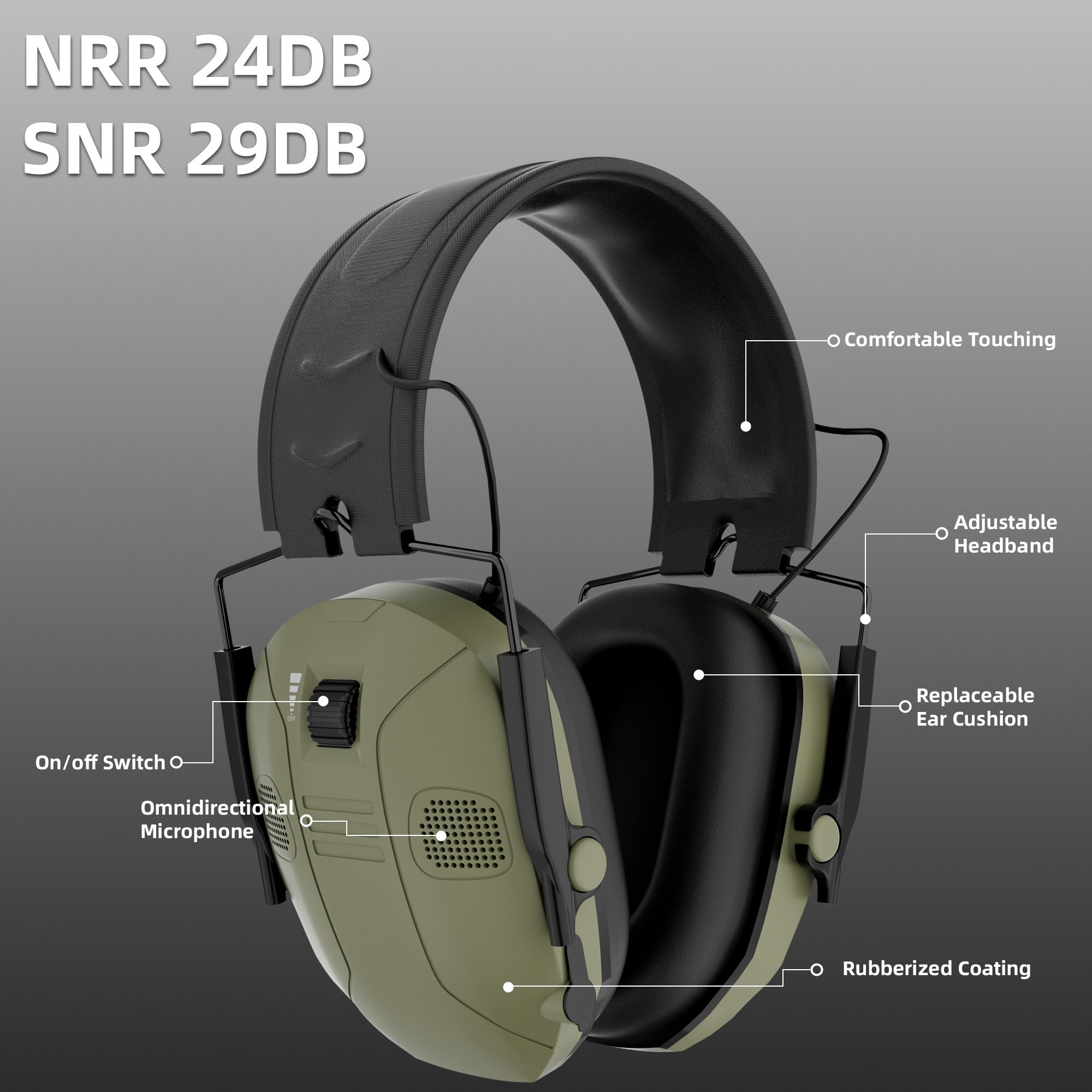 OEM GS454P7AA Headband Foldable Noise Reduction Cancelling Hearing Protection Safety Electronic Earmuffs Ear Muffs Defender