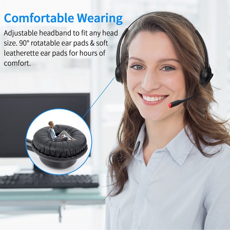 Binaural Noise Cancelling Usb Headset Call Center LED Black ABS Plastic Wired Adjustable Headband Computer PC Contact Center