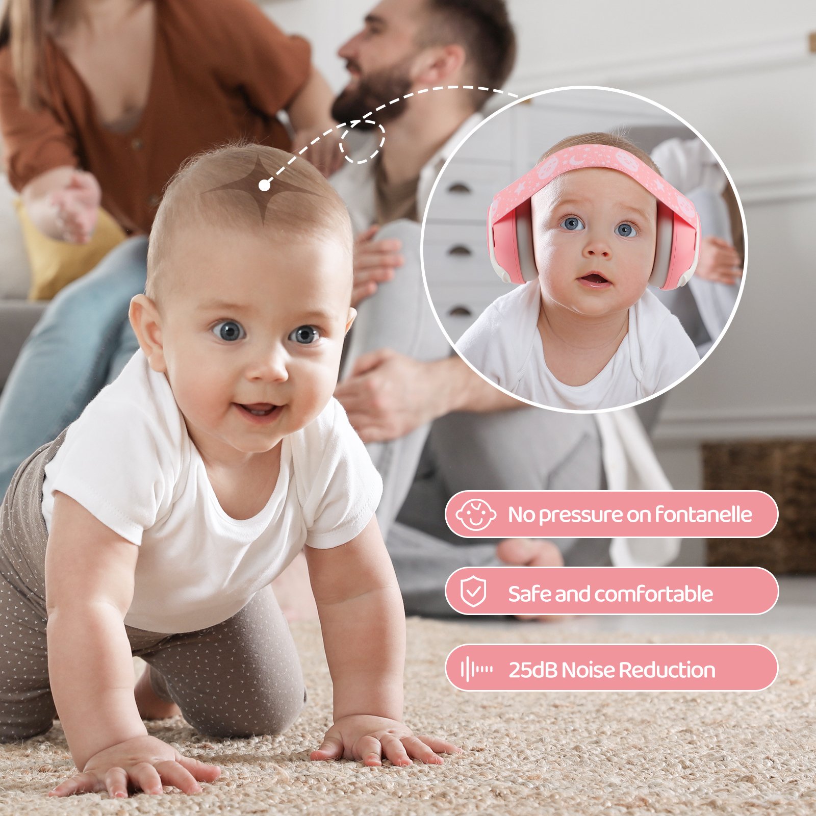 ear protection 25db 26db safety earmuffs for muffs sleeping hearing custom logo sound proof anti-noise with baby