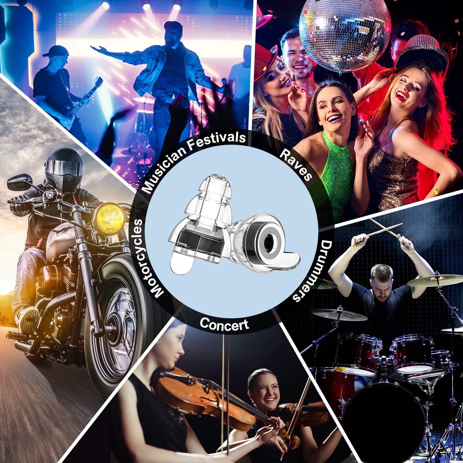 High fidelity Music Sound Insulation Ear Protection Shooting Bulk Earplugs for Hearing Protection Concert Earplugs