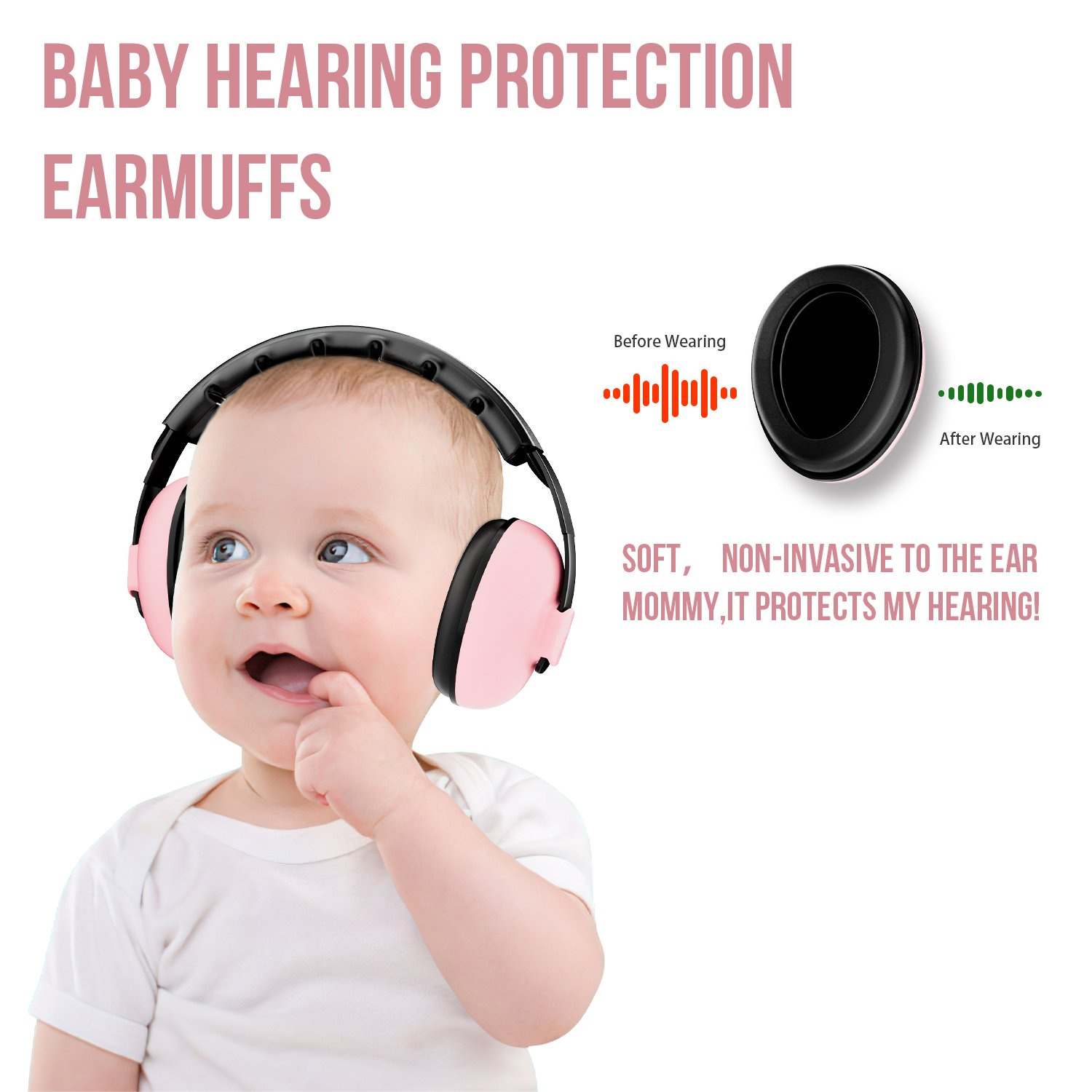 OEM GS630 Safety Noise Reduction Kids Sleep Ear Muffs Newborn Baby Earmuffs Hearing Protection Toddler Ear Protection Defender