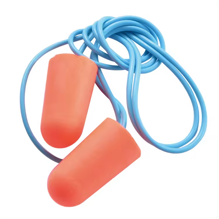 Colorful cheap soft comfortable noise reduce ear protection PU foam ear plugs with PVC cord