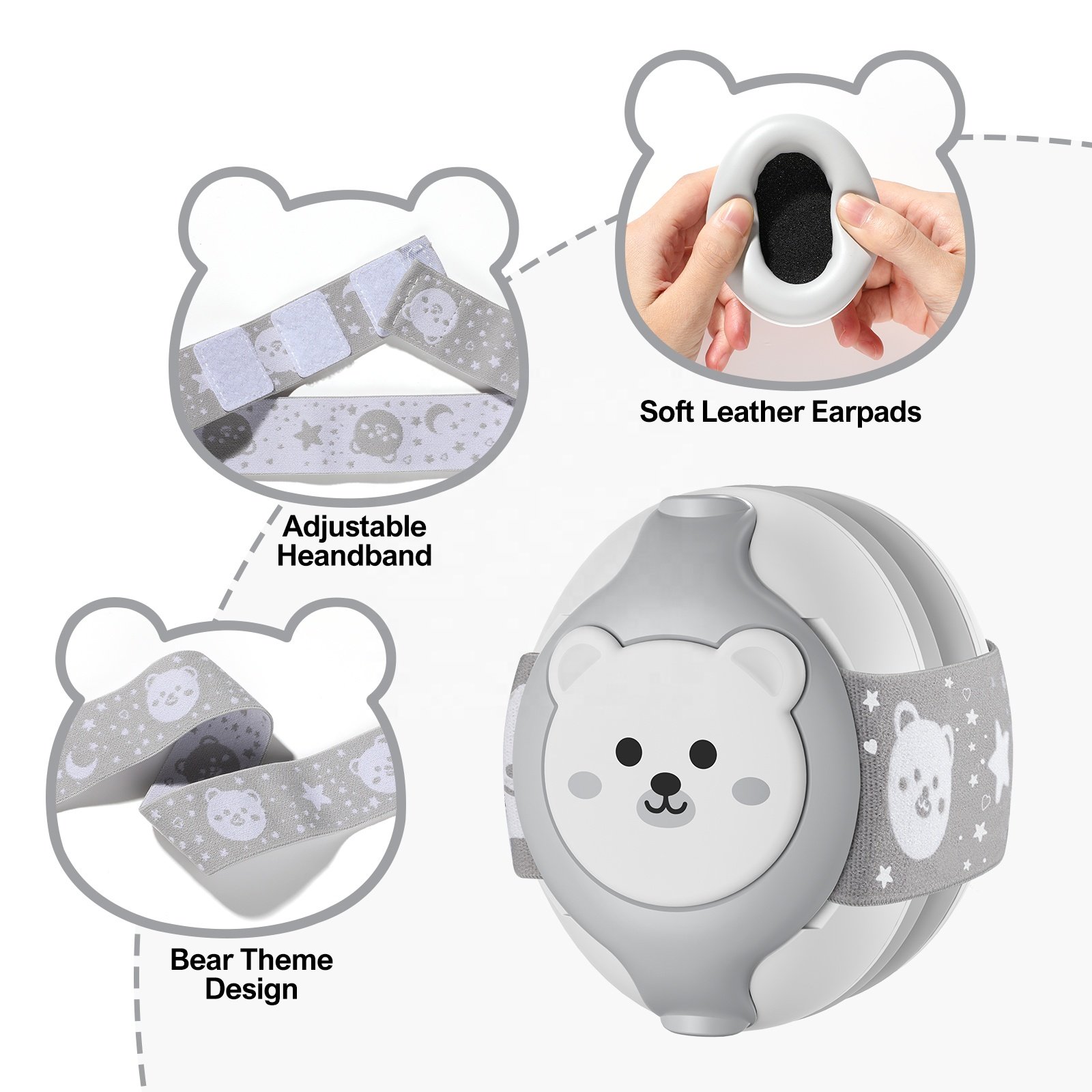 25dB Noise Reduction Baby Earmuffs Hearing Protection Ear Defenders Soft Silicone 2 in 1 Baby Earmuff Protector