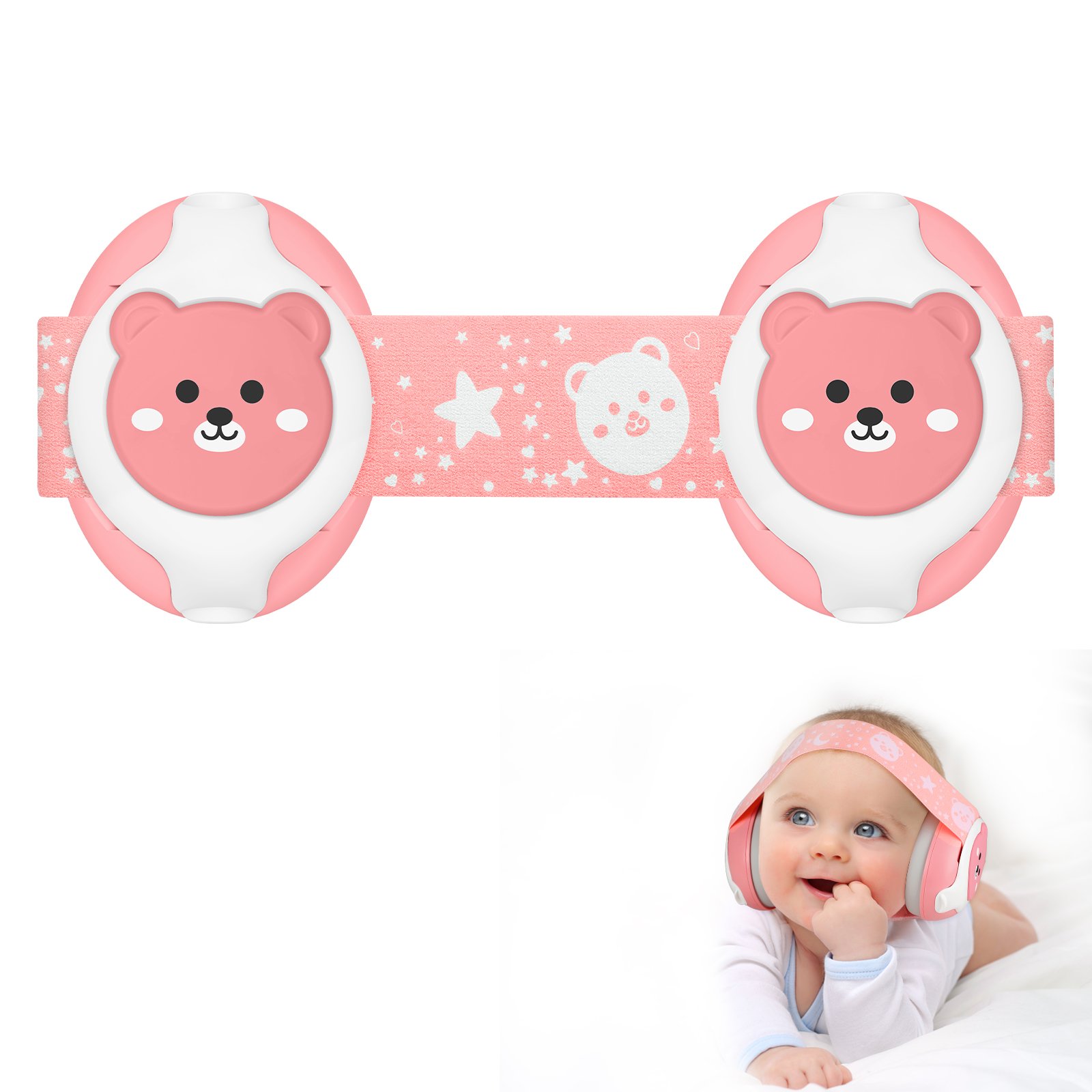 25dB Noise Reduction Baby Earmuffs Hearing Protection Ear Defenders Soft Silicone 2 in 1 Baby Earmuff Protector