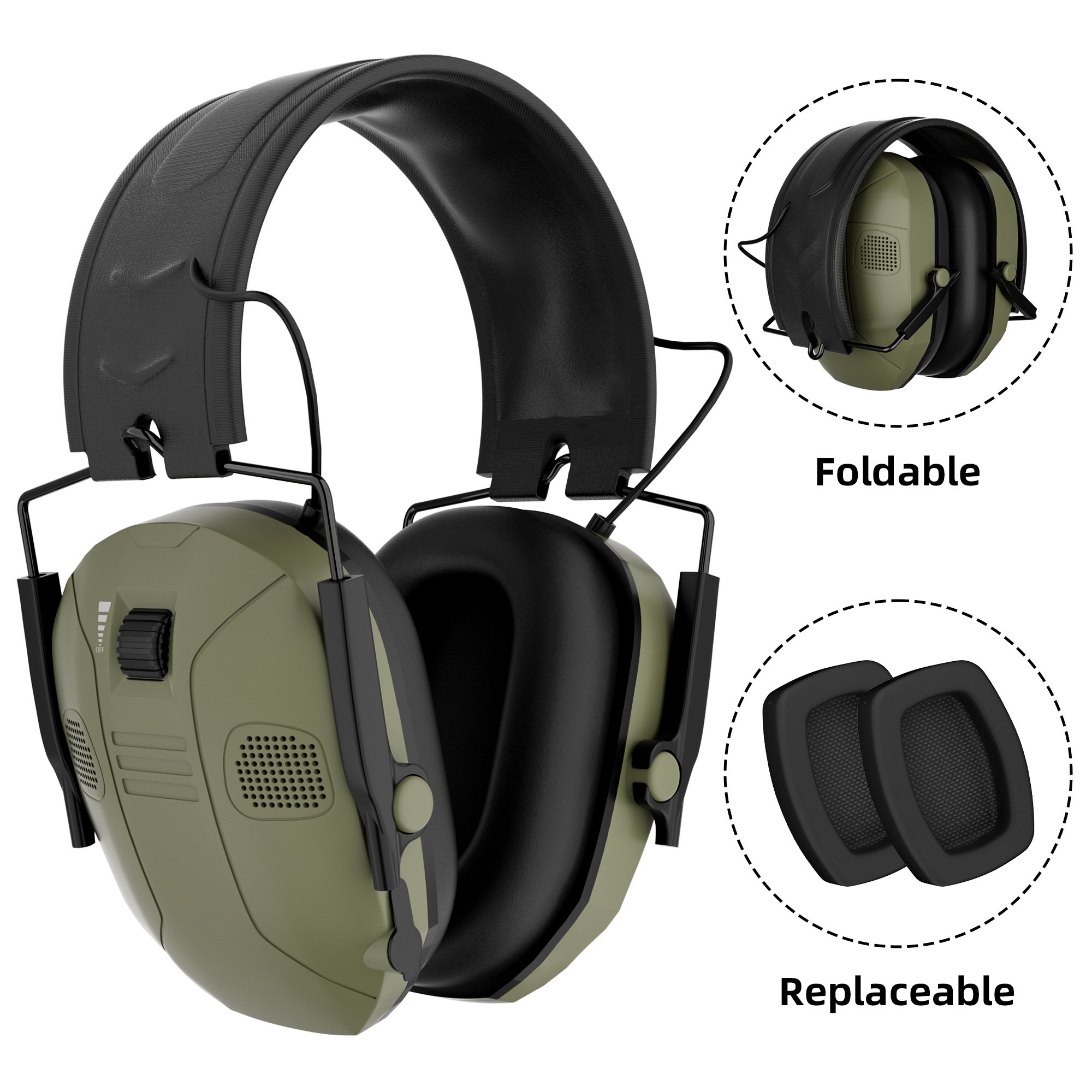 OEM GS454P7AA Wholesale Hearing Protector Noise Cancelling Shooting Ear Muffs Ear Protection Defender Electronic Earmuffs