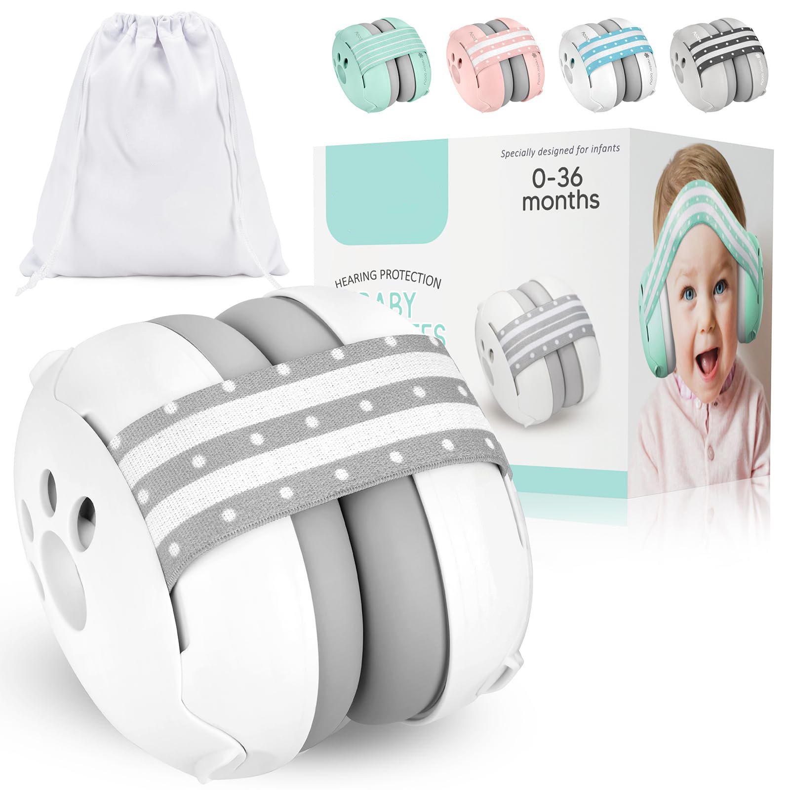 Baby Hearing Protection CE Baby Earmuffs Newborn Abs Baby Ear Muffs Children's Headphone Folding with Replacement Headband