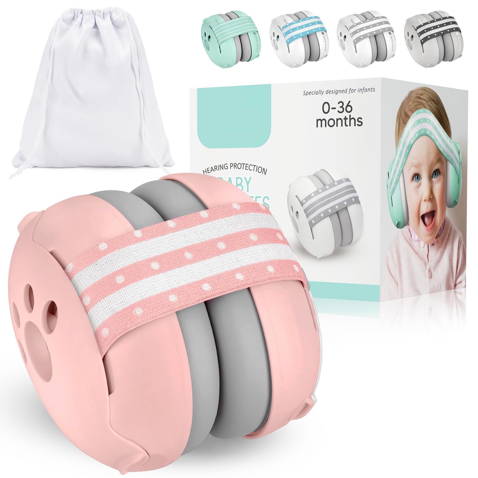Baby Hearing Protection CE Baby Earmuffs Newborn Abs Baby Ear Muffs Children's Headphone Folding with Replacement Headband