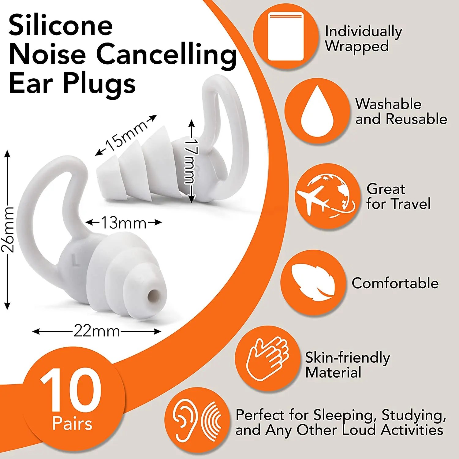 Hot Selling Gray Color Shooting Range Ear Protection Silicone Earplugs with NRR 28dB for Noise Cancelling Purposes at Best Price