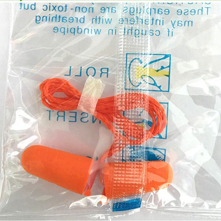 Corded Polyurethane Memory Bullet Shape Soundproof Anti-noise 1110 Soft foam Earplug With Box