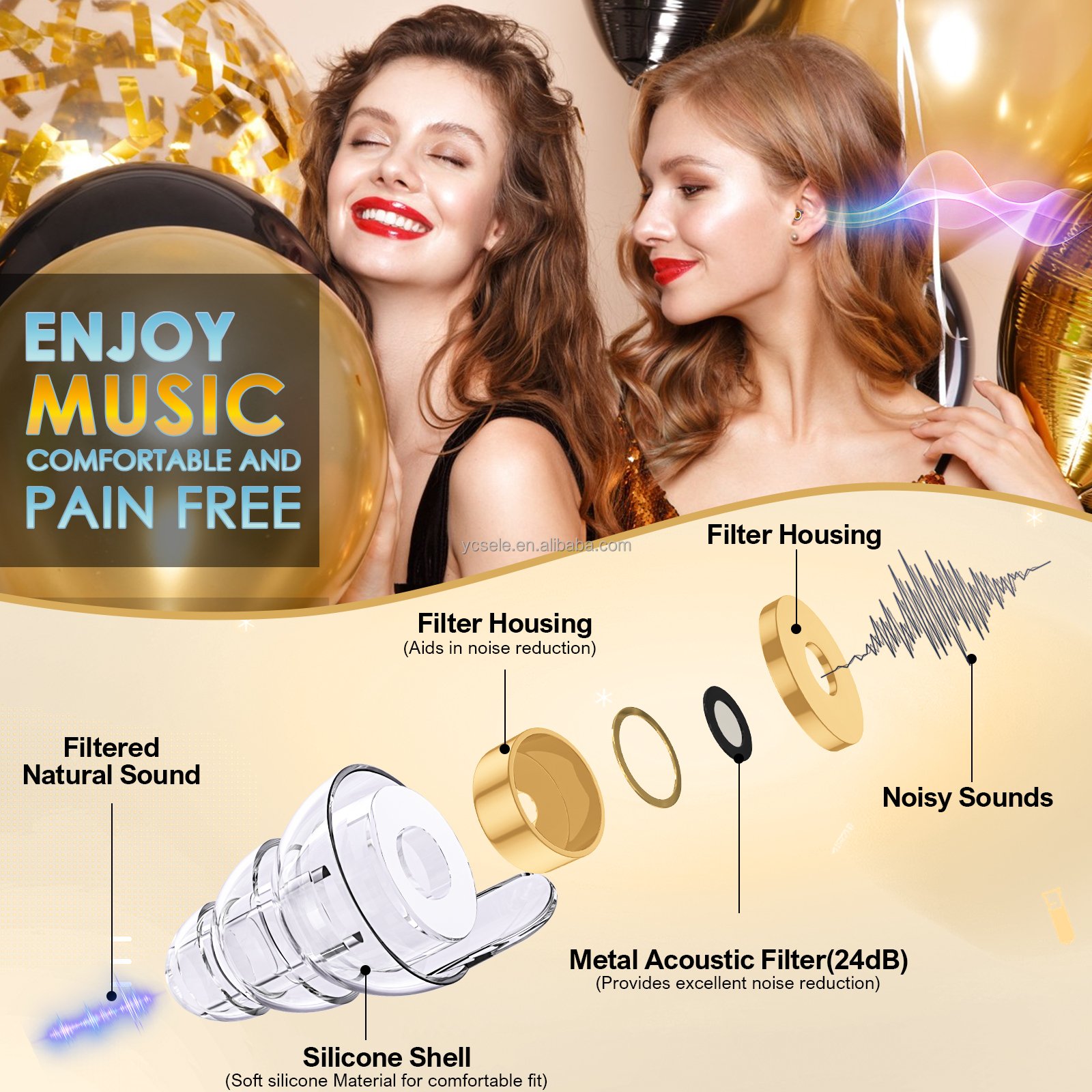 Hearing Protection Musician Ear Plugs Noise Reduction Waterproof Soundproof Safety Silicone Concert Earplugs with case