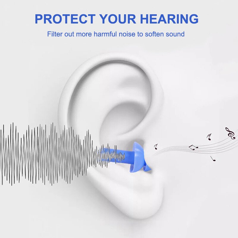 32dB Reusable Silicone Earplugs with Cotton Cord Ear Plugs Hearing Protection