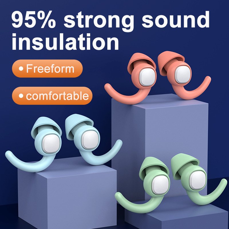 2 Pairs Reusable Silicone Ear Plugs Washable Earplugs for Sleep and Work Noise Cancelling Sound Blocking Hearing Protection