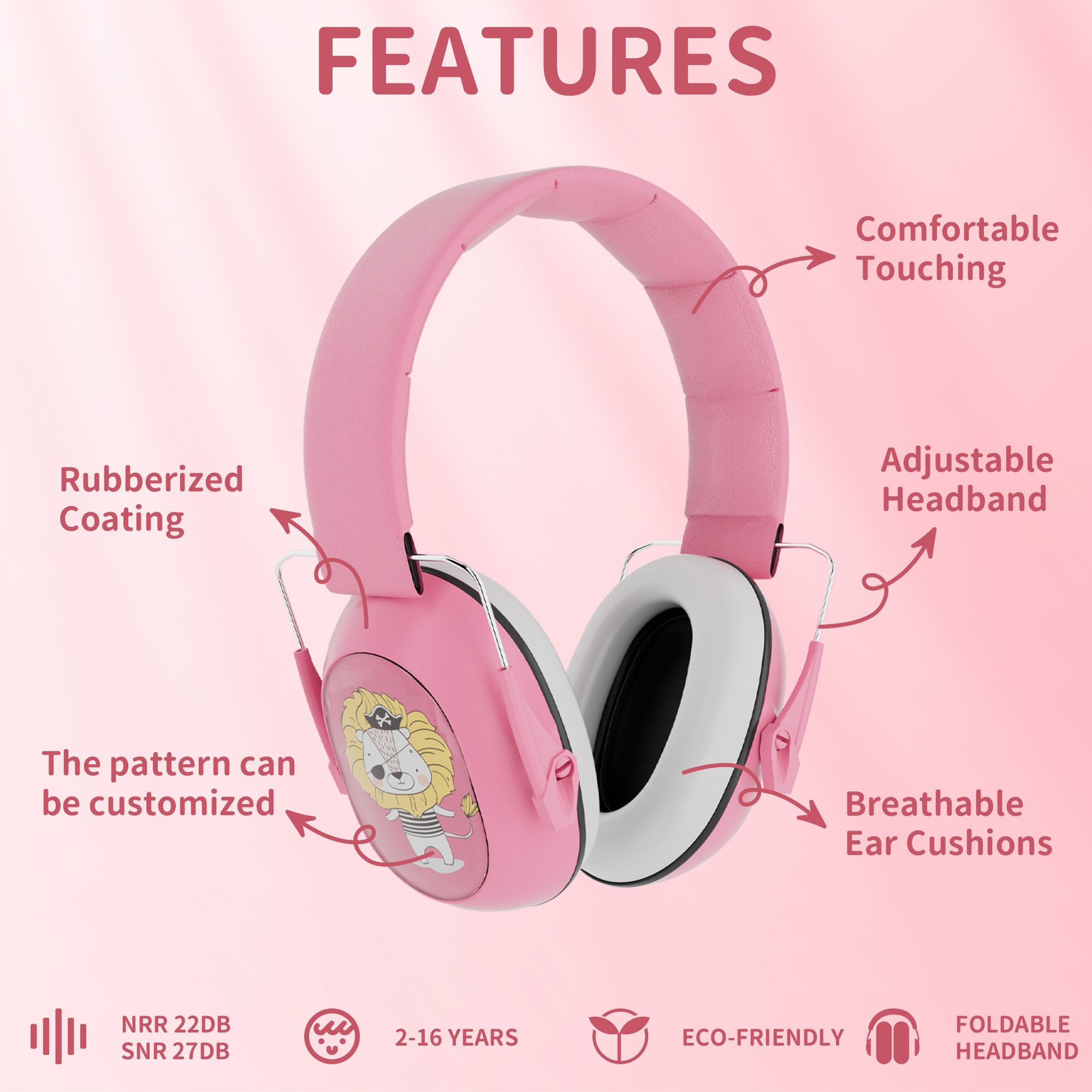 GS150 Custom Logo Kids Noise Reduction Hearing Protection Cute Soundproof Sleep Ear Muffs Children Ear Defenders Earmuff