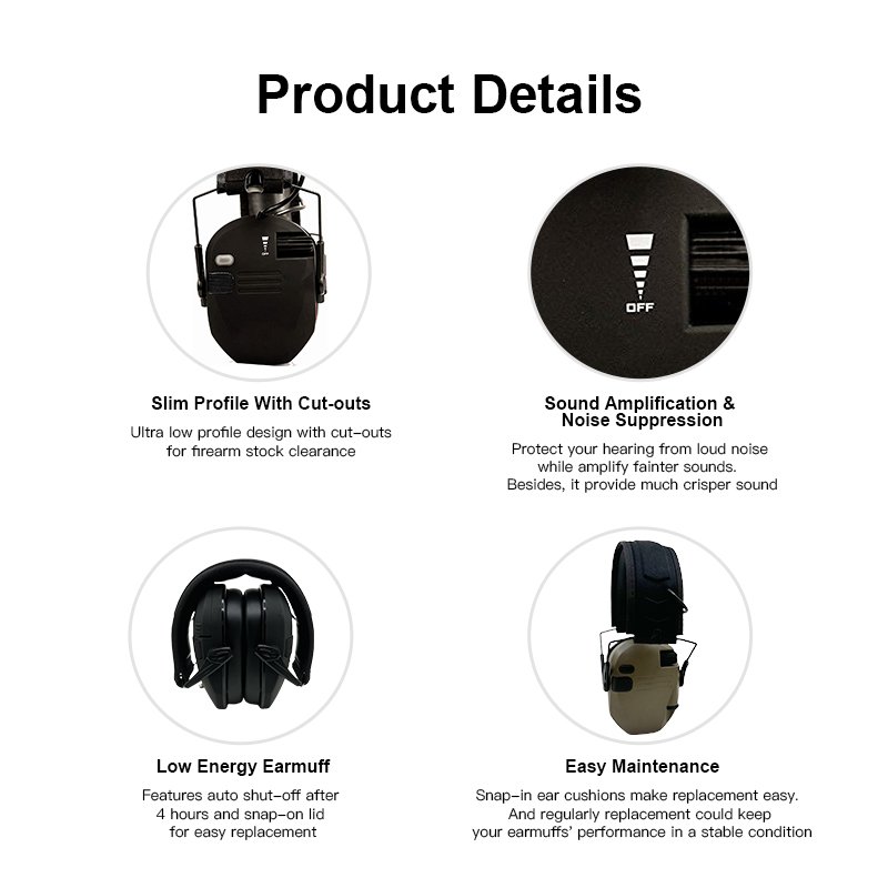 OEM GS452B7AA Electronic Earmuff Noise Cancelling Hunting Active Hearing Protection Tactical Sporting Shooting Ear Muffs