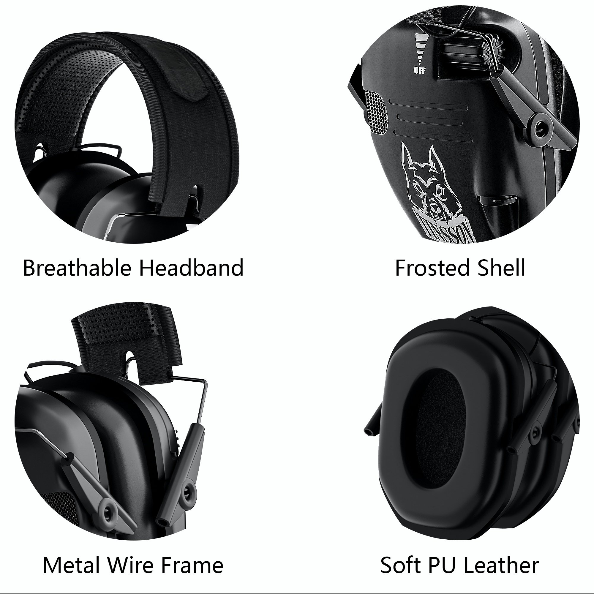 GS452P7AA Comfortable High Fidelity Noise Cancelling Earmuffs Safety Hearing Protection Electronic Shooting Ear Muffs Defender