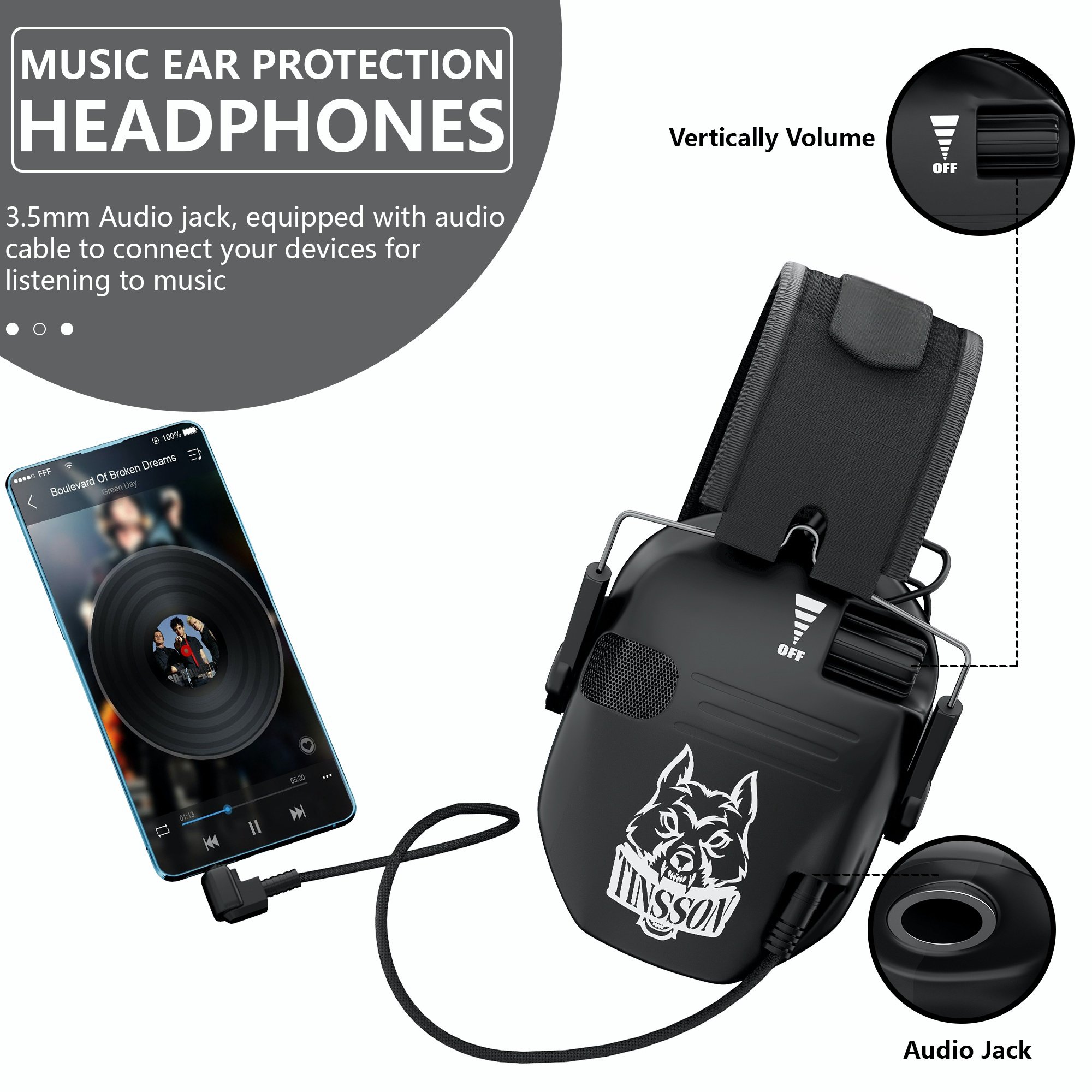 GS452P7AA Comfortable High Fidelity Noise Cancelling Earmuffs Safety Hearing Protection Electronic Shooting Ear Muffs Defender