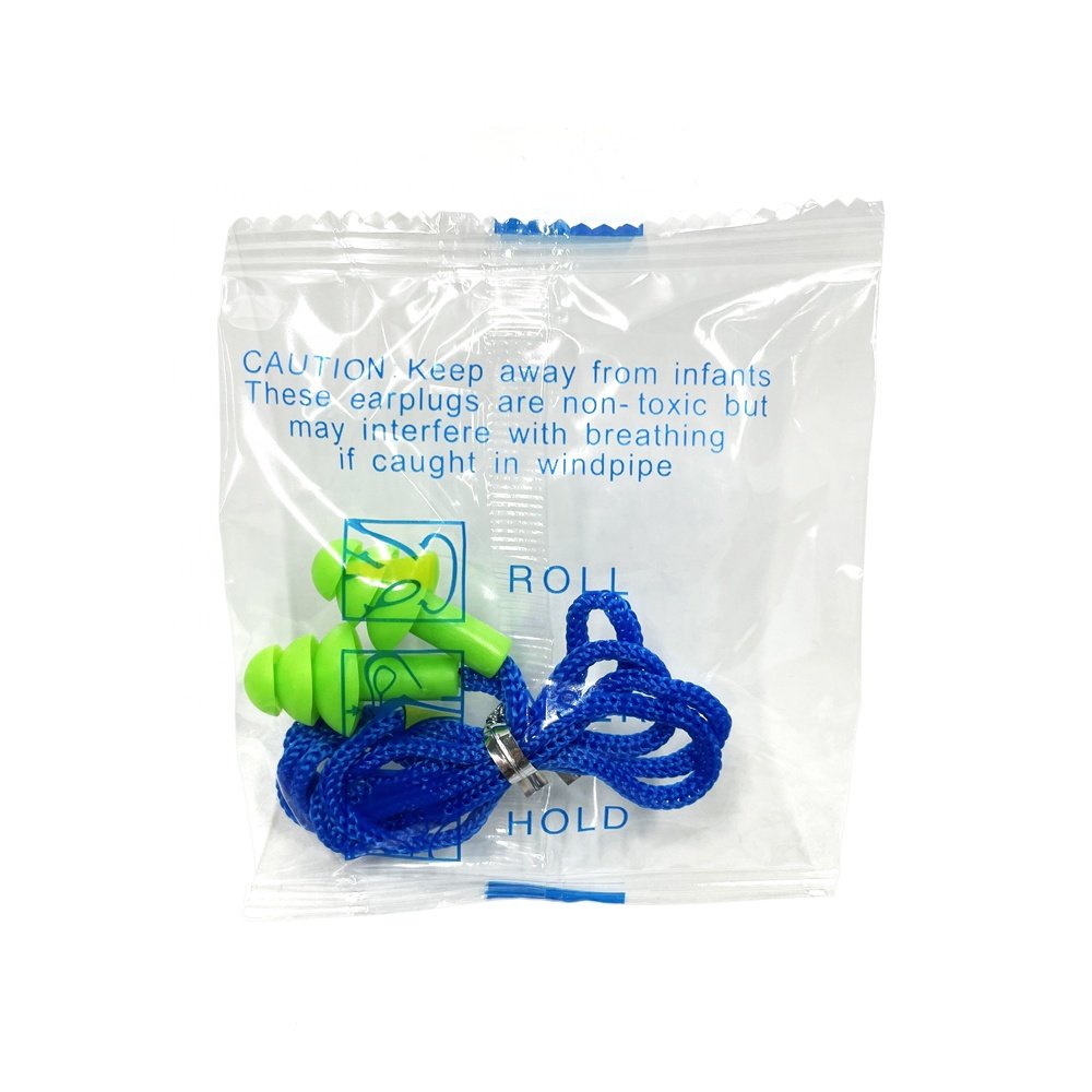 Corded safety earplugs noise cancelling reusable noise sensitivity safety ear plugs with opp bag