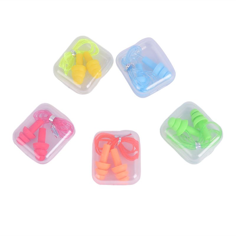 Silicone Safety Earplugs with Nylon Cord Christmas Tree Type Sound Insulation Noise Reduction for Hearing Protection