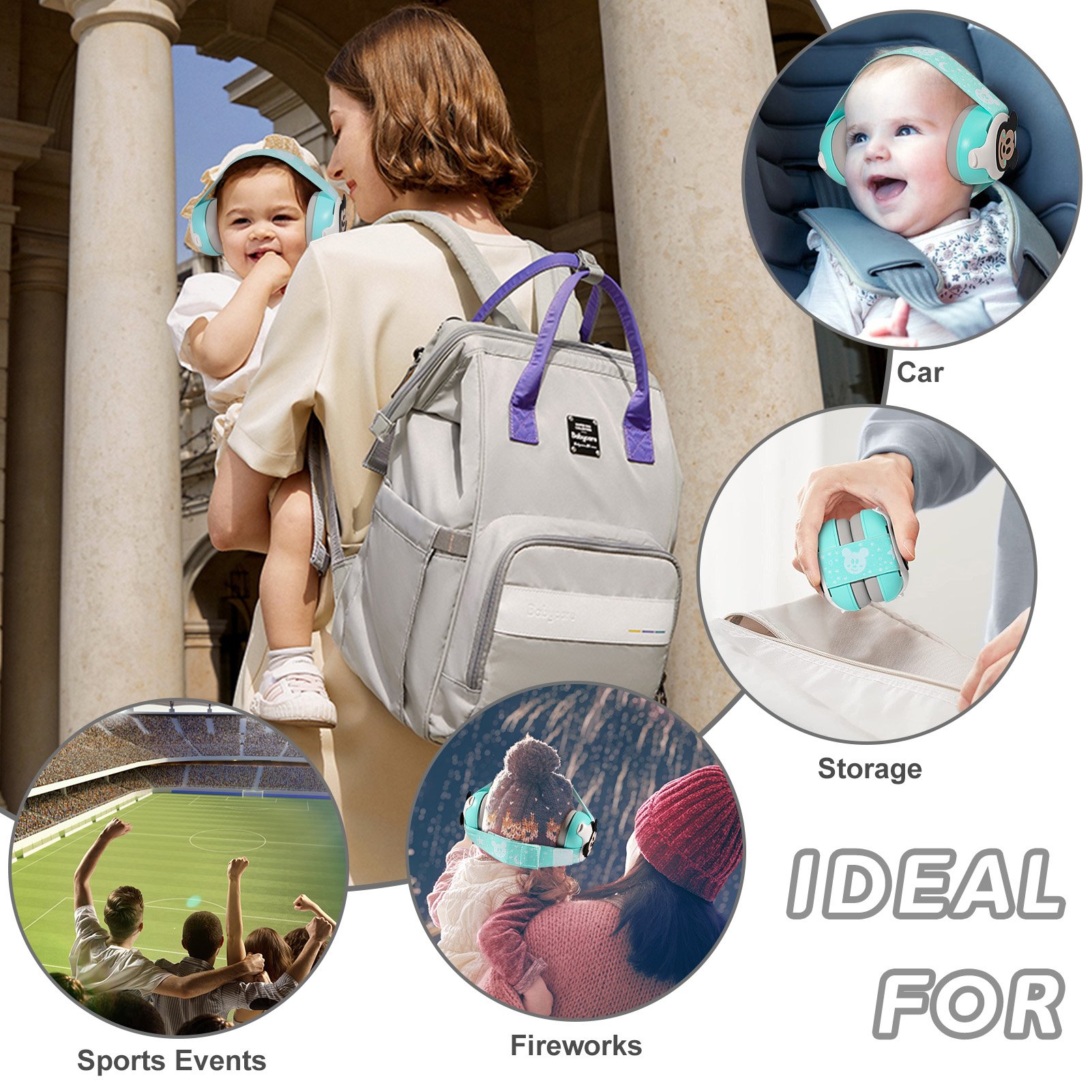 Adjustable Portable ABS Baby Noise Protection Safety Ear Muff Kids Ear Protection Earmuffs Head Protector for babies