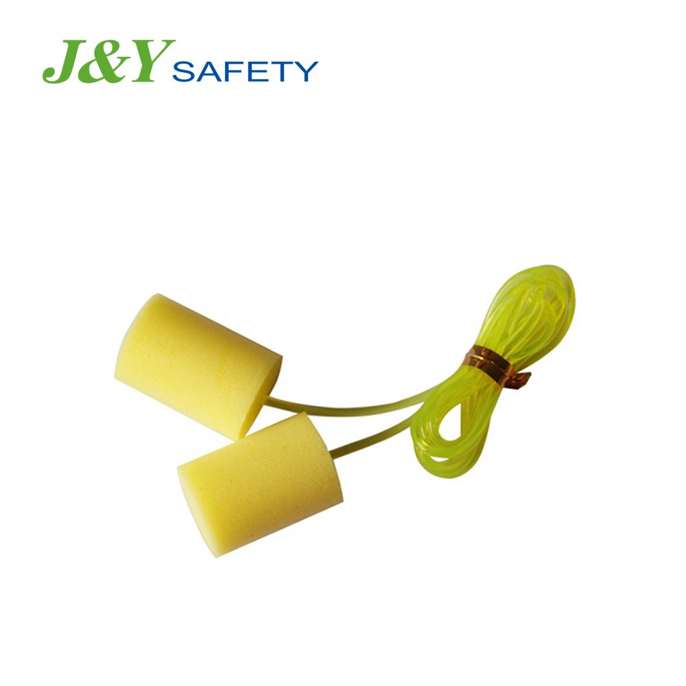 Color Customized Soft PU Foam Cylindrical Noise Reduction Earplugs Disposable Safety Wired Earplugs