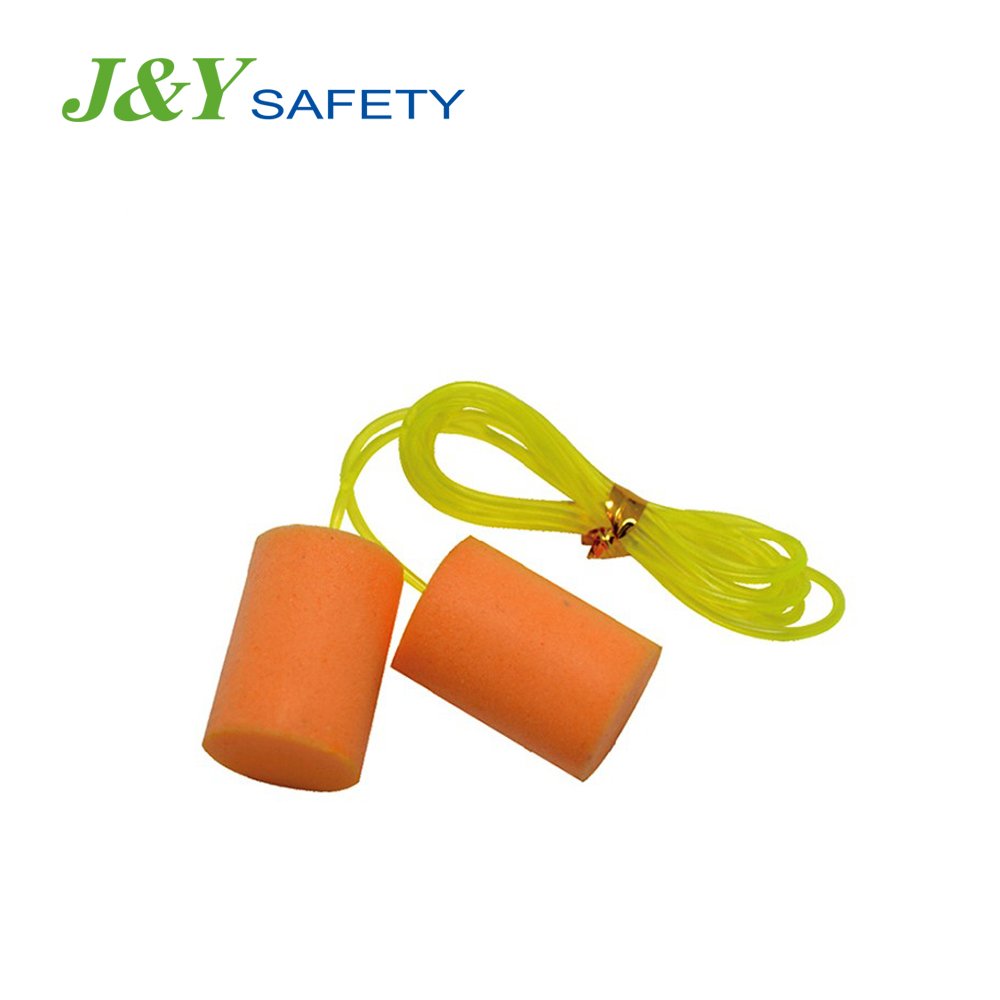 Color Customized Soft PU Foam Cylindrical Noise Reduction Earplugs Disposable Safety Wired Earplugs