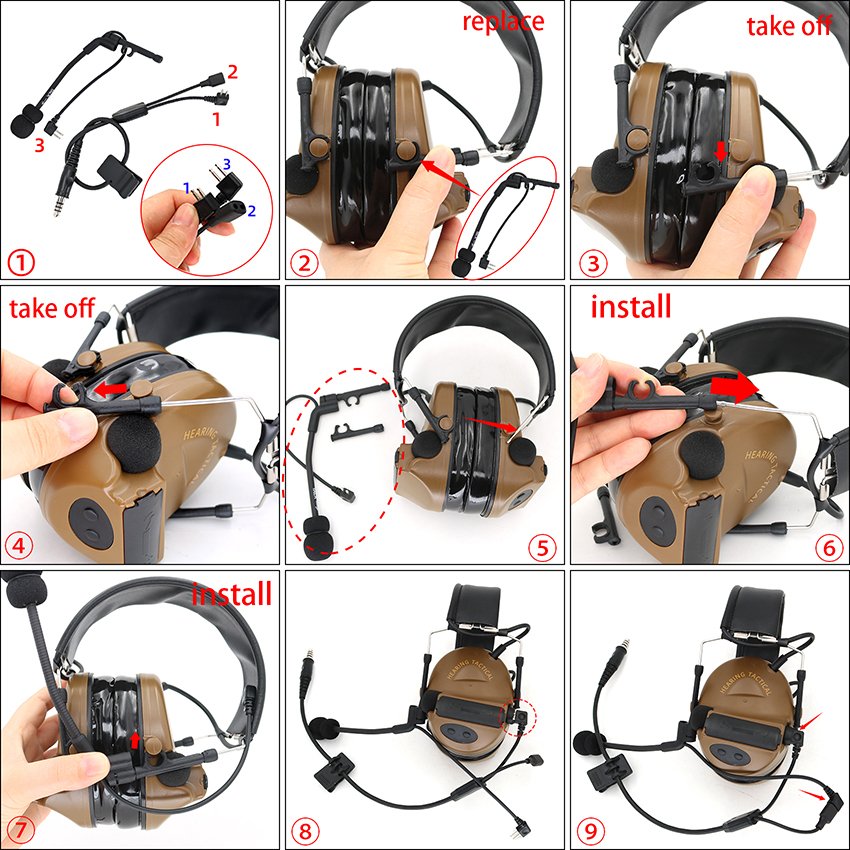 TS TAC-SKY COMTAC Y Cable Adapter Tactical Accessories for Electronic Ear Muffs Hearing Protection COMTAC I II III XPI Headset