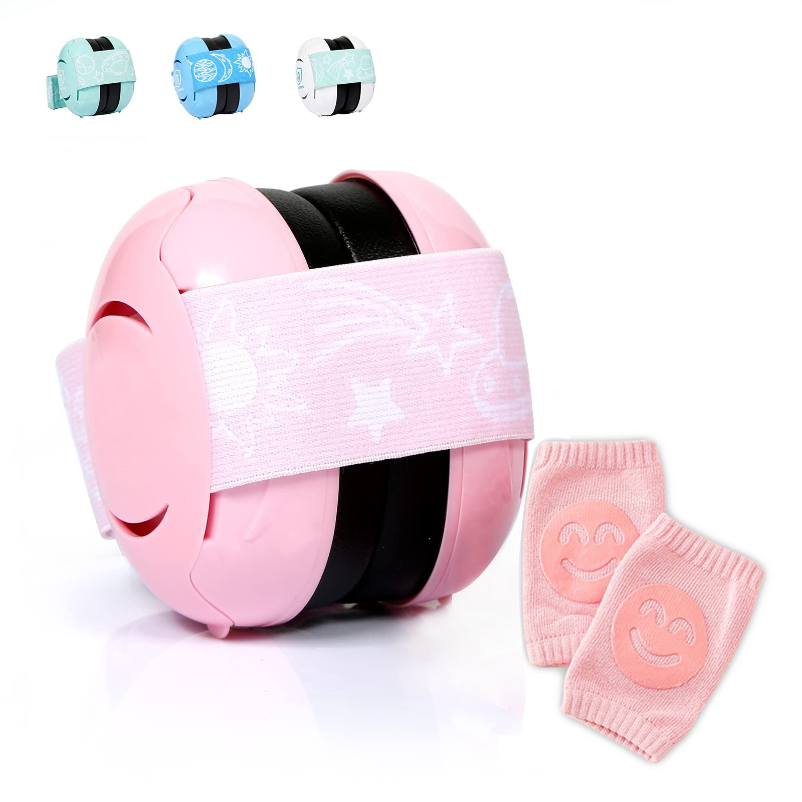 Kids Baby Anti Noise Cancelling Hearing Protection Headband headphones sleeping Earmuffs with children's knee pads