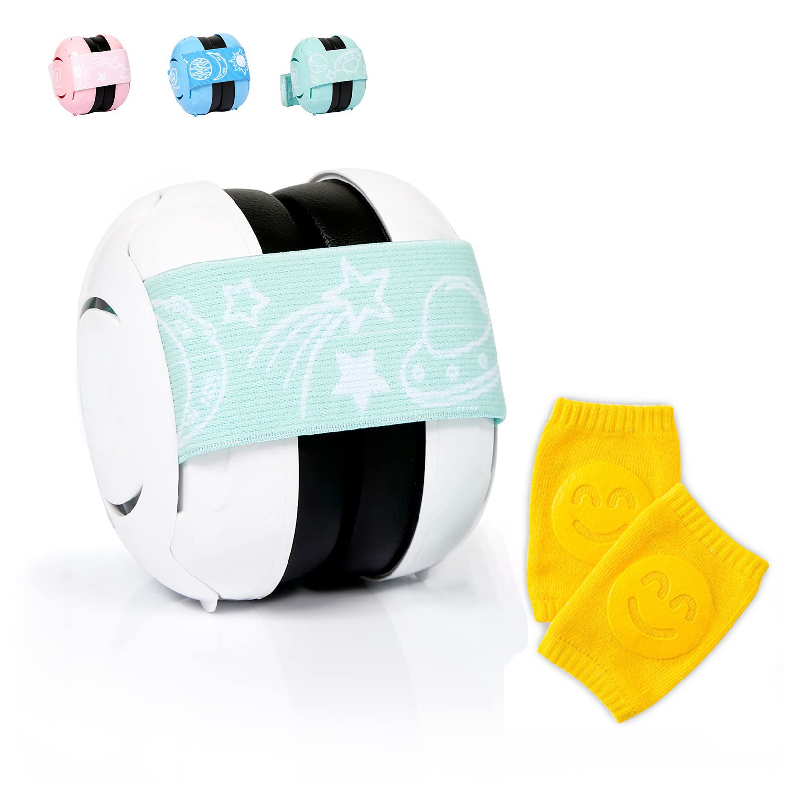 Kids Baby Anti Noise Cancelling Hearing Protection Headband headphones sleeping Earmuffs with children's knee pads