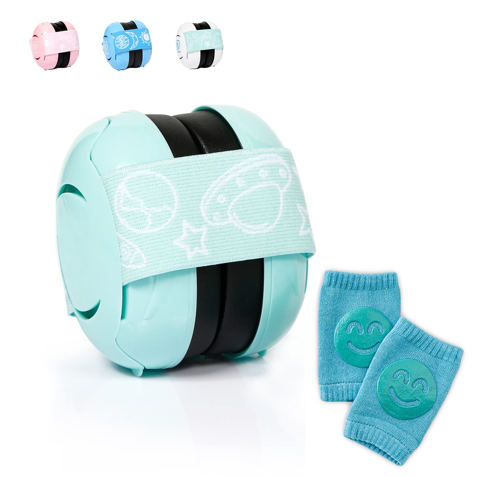 Kids Baby Anti Noise Cancelling Hearing Protection Headband headphones sleeping Earmuffs with children's knee pads