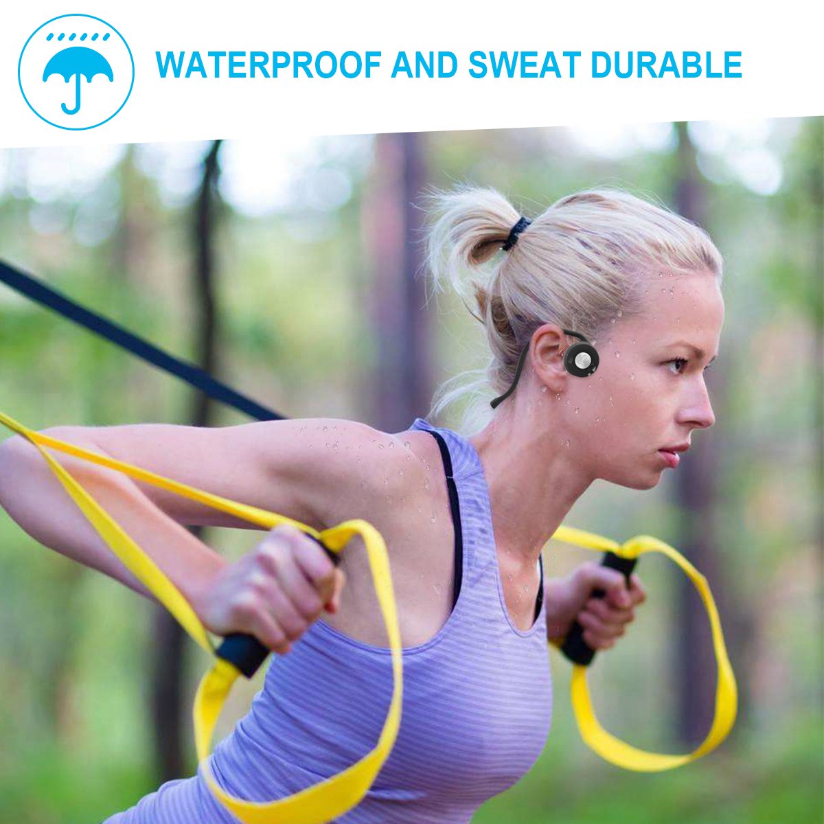 Wireless bone conduction sport headset hearing protection bone conduction earphones foldable neckband