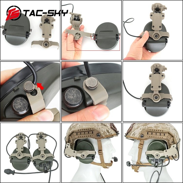 TS TAC-SKY SORDIN Tactical Hunting Airsoft Hearing Protection Shooting Headset Accessory Helmet ARC Rail Adapter