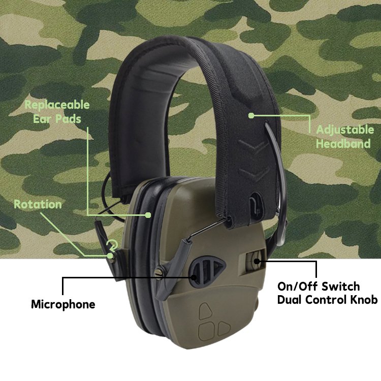 Built-in Microphone Electronic Shooting Hearing Protection Tactical Headphones Earmuff